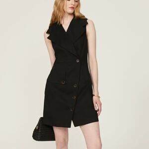 Toccin Black Wrap Mini Shirt Dress SIZE 6 Trench Career Office Designer $425